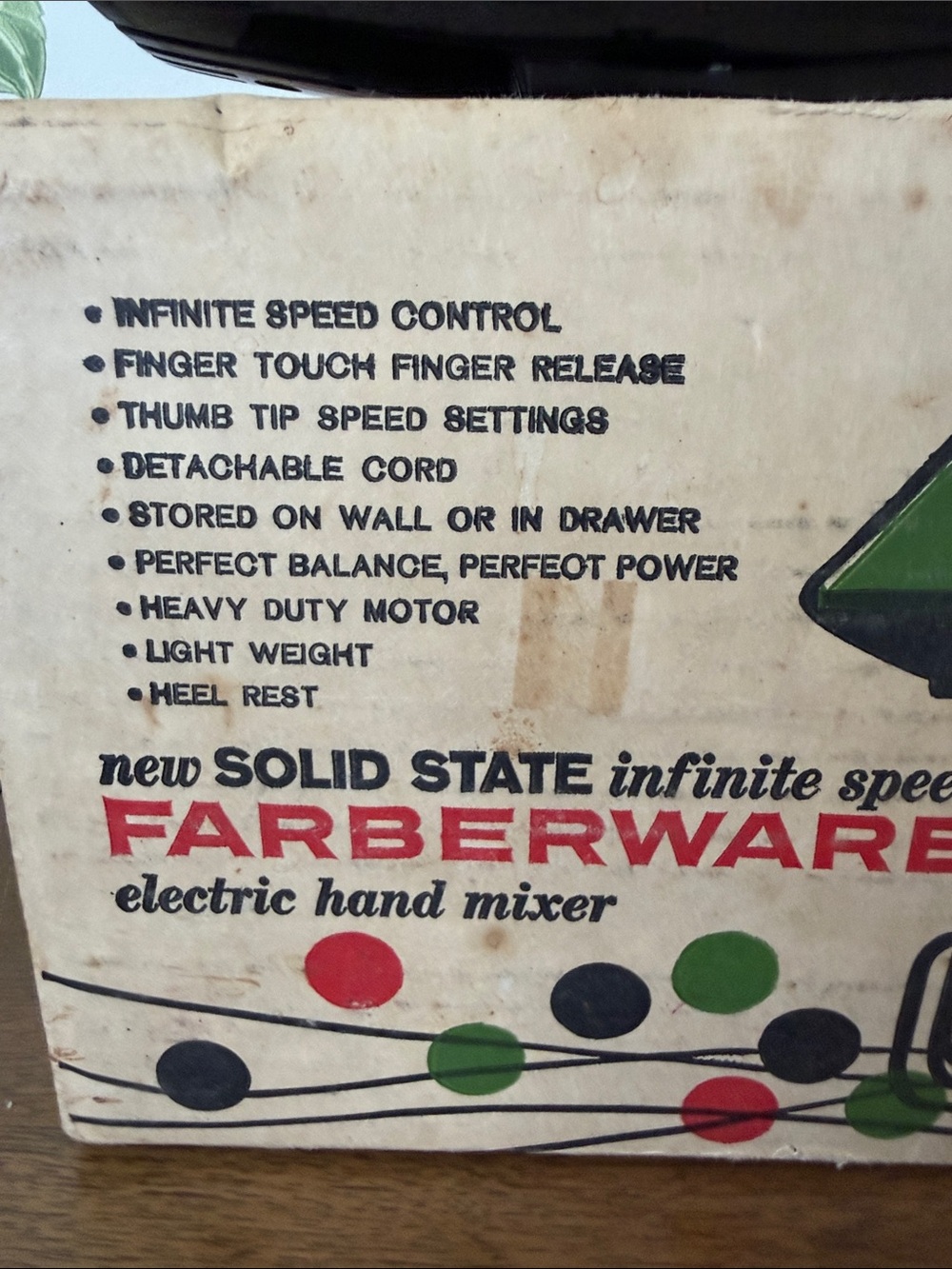 Farberware 70s Avocado Green Electric Hand Mixer Original Box - Picture 5 of 6